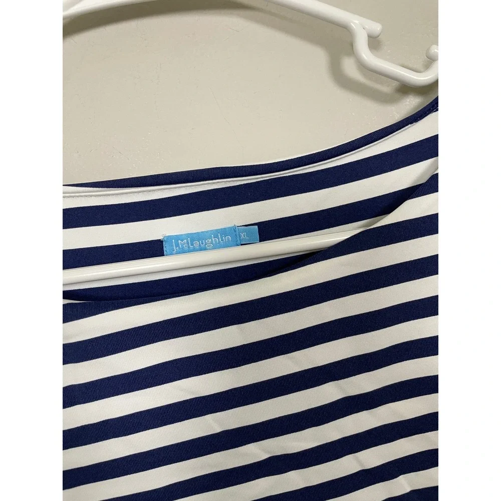 J. McLaughlin Nicola‎ Sheath Dress In Navy and White Stripe Size XL